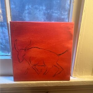 Dynamic Red Bull Canvas Art